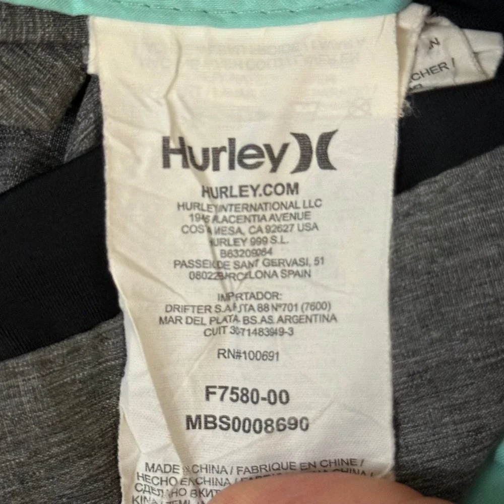 Hurley Mens Gray Teal Logo Board Shorts Swim Trunks Size 32 MBS0008690